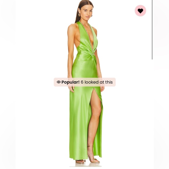 NEW NWT Khanums X Revolve Halter Gown With Slit in Pear Green - Picture 3 of 10